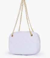 White quilted rectangle cross-body bag